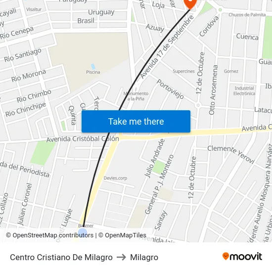 Centro Cristiano De Milagro to Milagro map