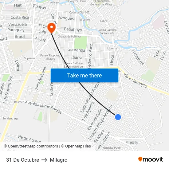 31 De Octubre to Milagro map