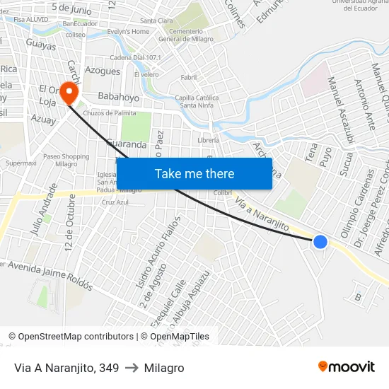 Via A Naranjito, 349 to Milagro map