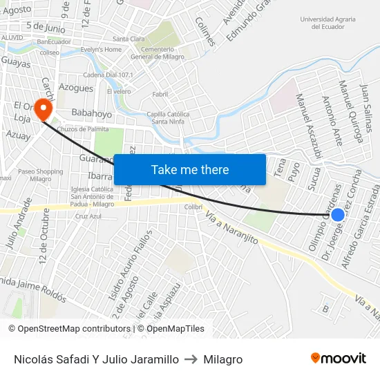 Nicolás Safadi Y Julio Jaramillo to Milagro map