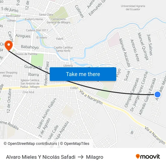 Alvaro Mieles Y Nicolás Safadi to Milagro map