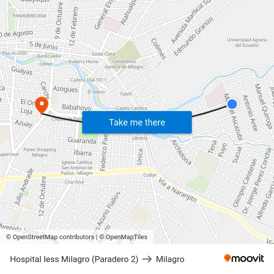 Hospital Iess Milagro (Paradero 2) to Milagro map