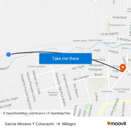 García Moreno Y Cotacachi to Milagro map