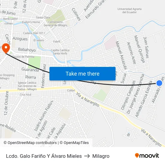 Lcdo. Galo Fariño Y Álvaro Mieles to Milagro map