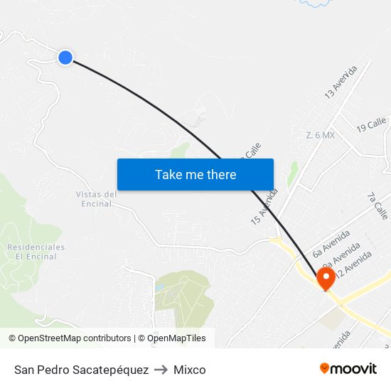 San Pedro Sacatepéquez to Mixco map