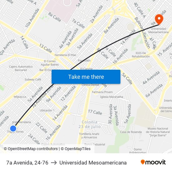 7a Avenida, 24-76 to Universidad Mesoamericana map