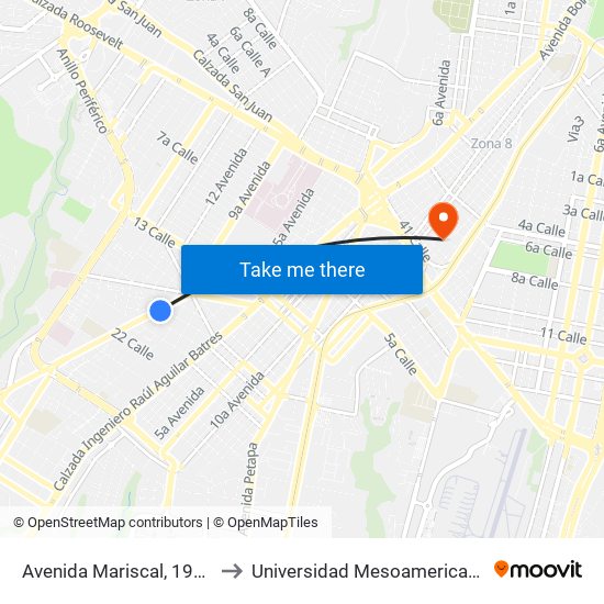 Avenida Mariscal, 1941 to Universidad Mesoamericana map