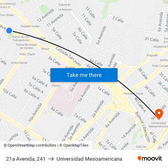 21a Avenida, 241 to Universidad Mesoamericana map