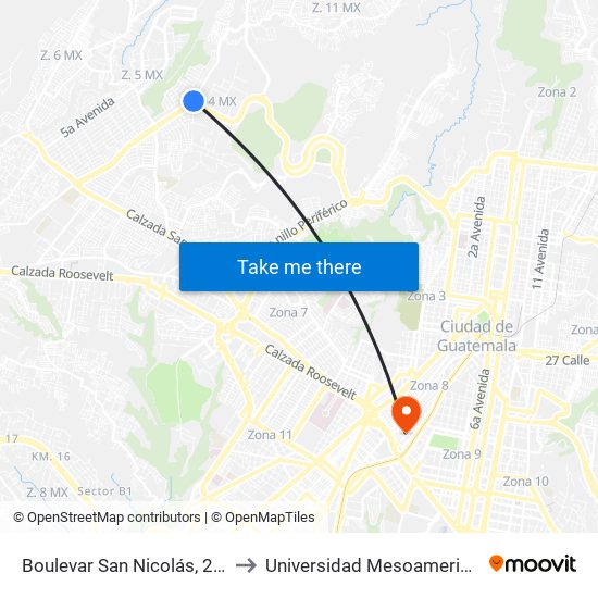 Boulevar San Nicolás, 2860 to Universidad Mesoamericana map