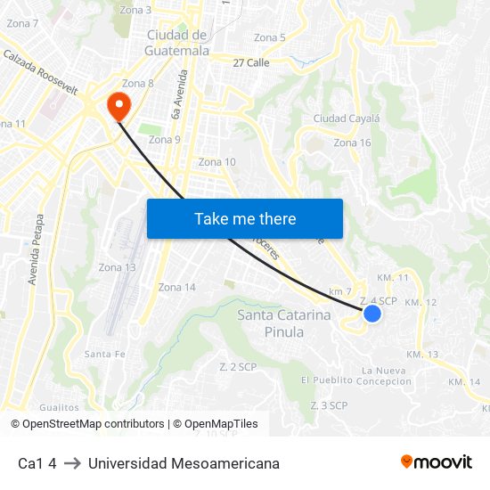 Ca1 4 to Universidad Mesoamericana map