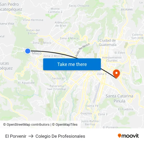 El Porvenir to Colegio De Profesionales map