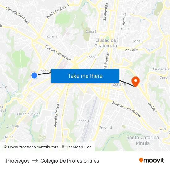 Prociegos to Colegio De Profesionales map