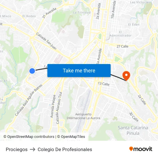 Prociegos to Colegio De Profesionales map
