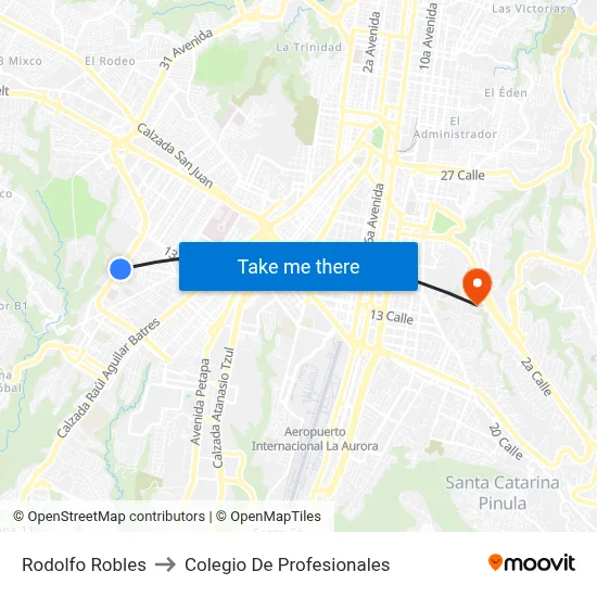 Rodolfo Robles to Colegio De Profesionales map