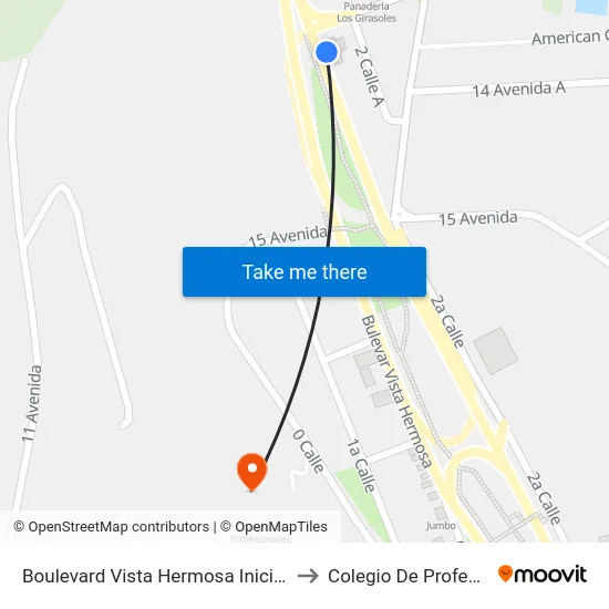 Boulevard Vista Hermosa Inicio Columpio to Colegio De Profesionales map