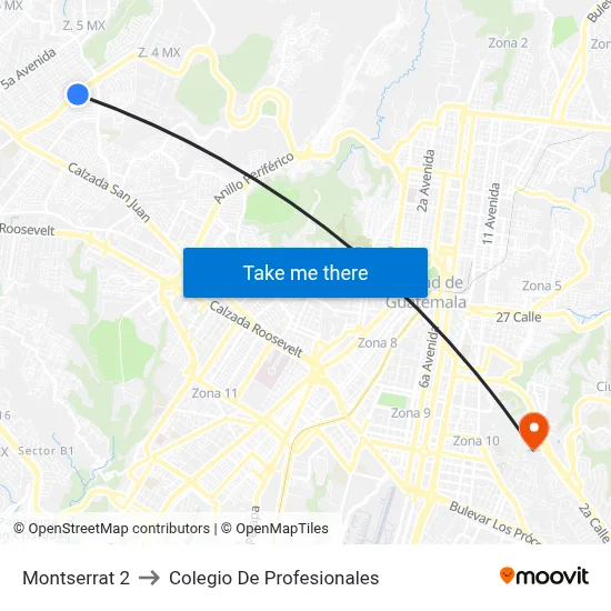 Montserrat 2 to Colegio De Profesionales map