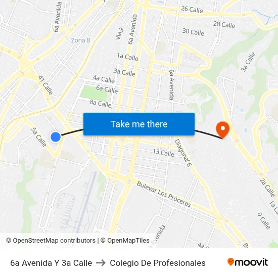 6a Avenida Y 3a Calle to Colegio De Profesionales map
