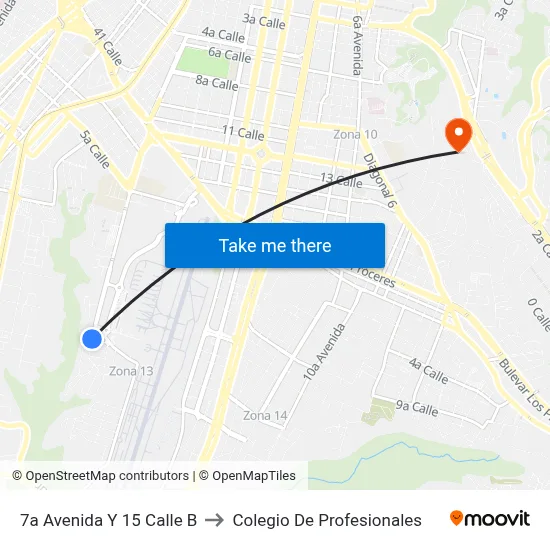 7a Avenida Y 15 Calle B to Colegio De Profesionales map