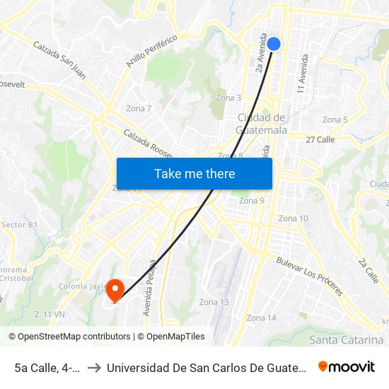 5a Calle, 4-05 to Universidad De San Carlos De Guatemala map