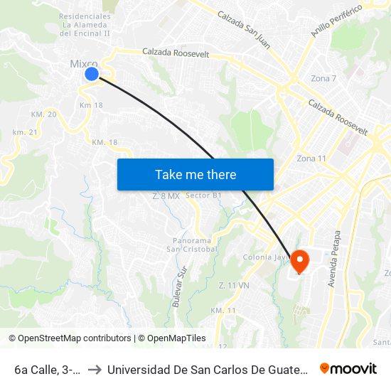 6a Calle, 3-52 to Universidad De San Carlos De Guatemala map