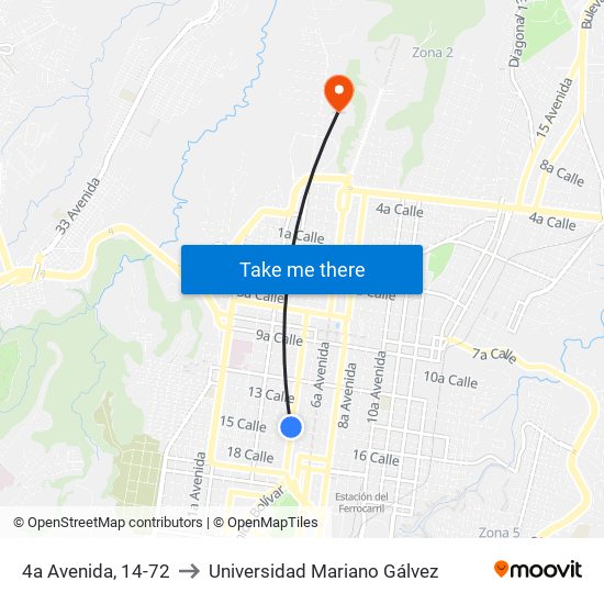 4a Avenida, 14-72 to Universidad Mariano Gálvez map