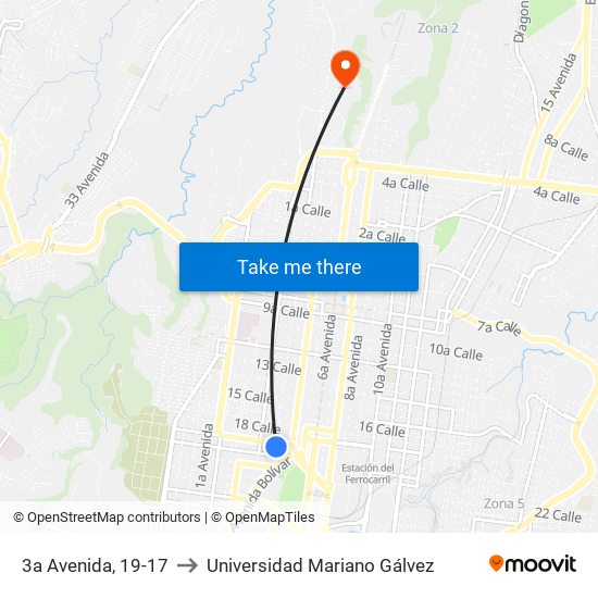 3a Avenida, 19-17 to Universidad Mariano Gálvez map