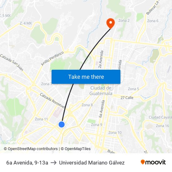 6a Avenida, 9-13a to Universidad Mariano Gálvez map