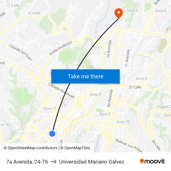 7a Avenida, 24-76 to Universidad Mariano Gálvez map