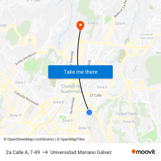 2a Calle A, 7-49 to Universidad Mariano Gálvez map