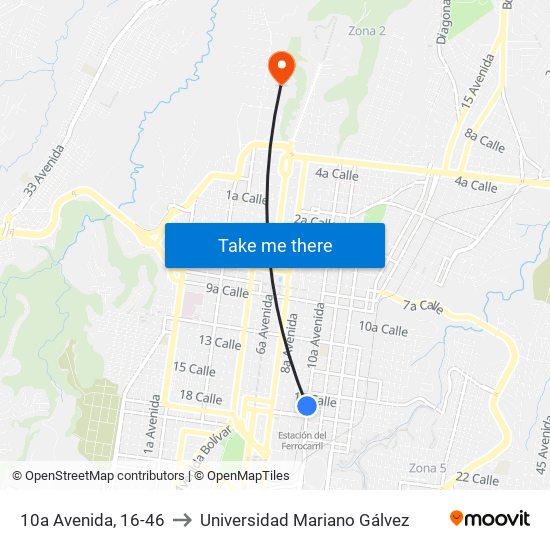 10a Avenida, 16-46 to Universidad Mariano Gálvez map