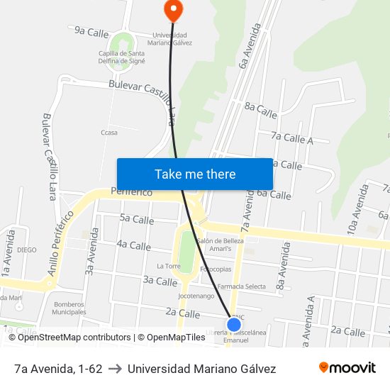 7a Avenida, 1-62 to Universidad Mariano Gálvez map