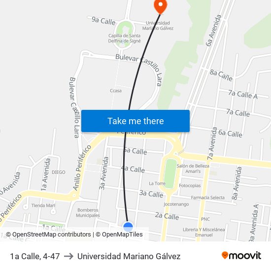 1a Calle, 4-47 to Universidad Mariano Gálvez map