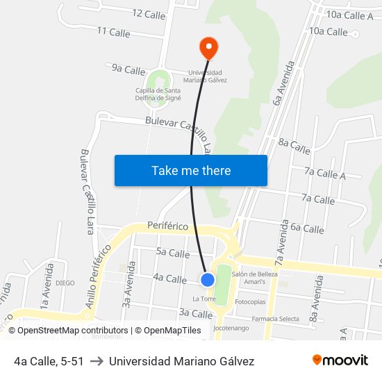 4a Calle, 5-51 to Universidad Mariano Gálvez map