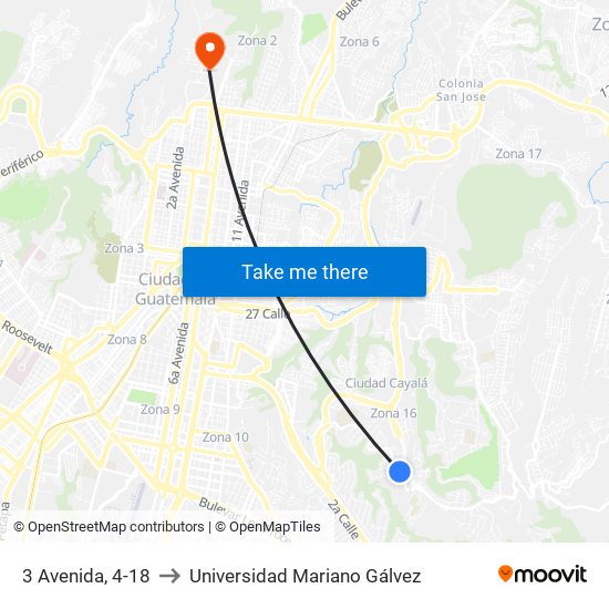 3 Avenida, 4-18 to Universidad Mariano Gálvez map