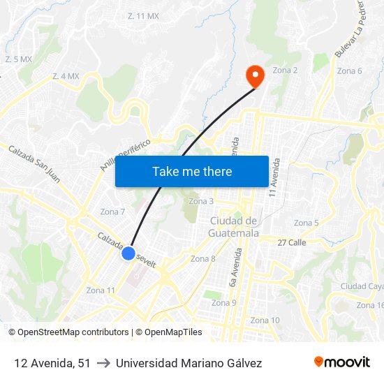 12 Avenida, 51 to Universidad Mariano Gálvez map