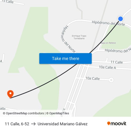 11 Calle, 6-52 to Universidad Mariano Gálvez map