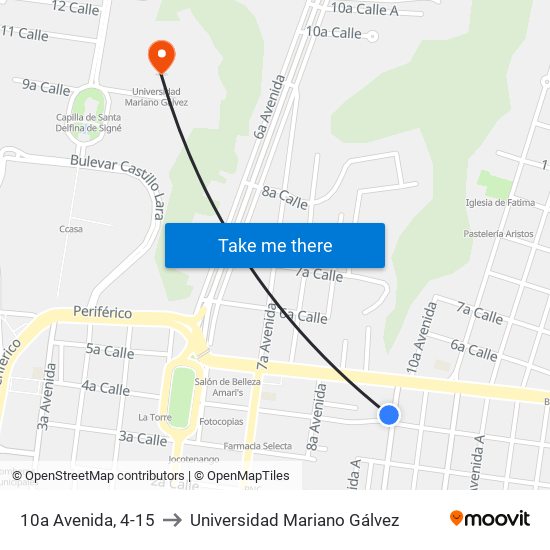 10a Avenida, 4-15 to Universidad Mariano Gálvez map