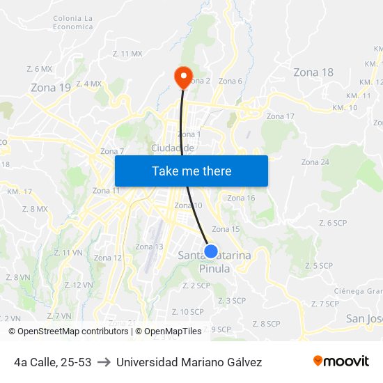 4a Calle, 25-53 to Universidad Mariano Gálvez map