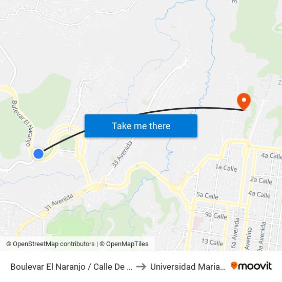 Boulevar El Naranjo / Calle De La Arenera (2) to Universidad Mariano Gálvez map