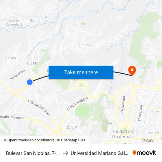 Bulevar San Nicolas, 7-33 to Universidad Mariano Gálvez map