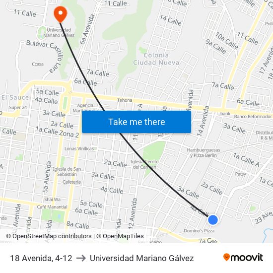 18 Avenida, 4-12 to Universidad Mariano Gálvez map