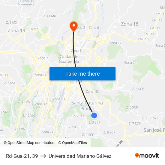 Rd-Gua-21, 39 to Universidad Mariano Gálvez map