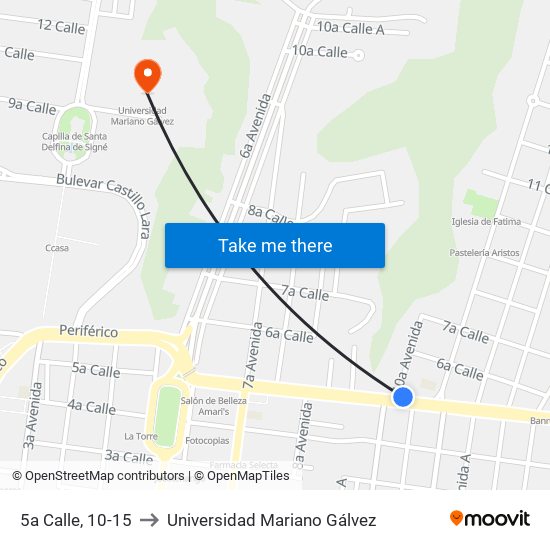 5a Calle, 10-15 to Universidad Mariano Gálvez map