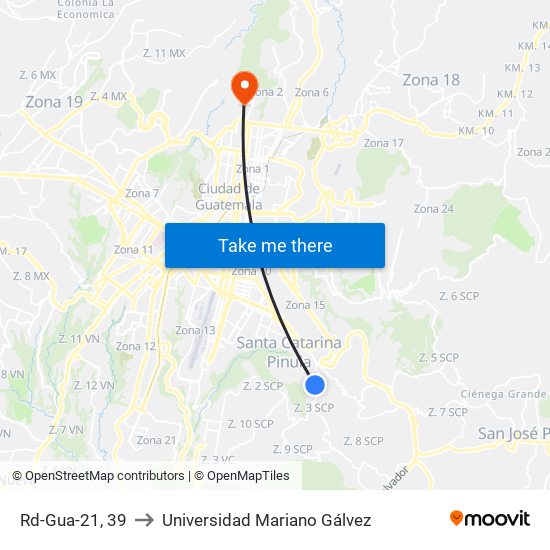 Rd-Gua-21, 39 to Universidad Mariano Gálvez map