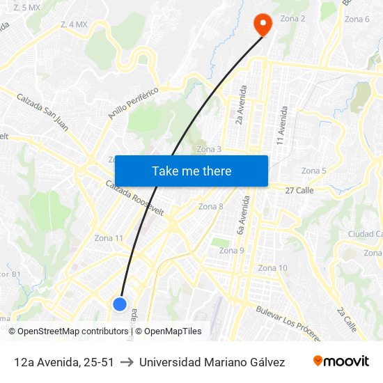 12a Avenida, 25-51 to Universidad Mariano Gálvez map