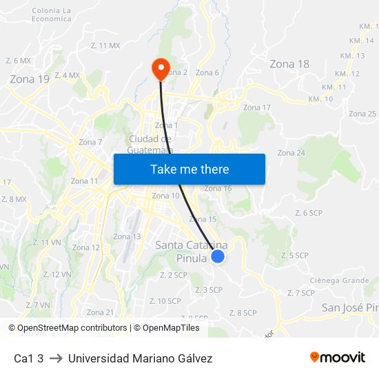 Ca1 3 to Universidad Mariano Gálvez map