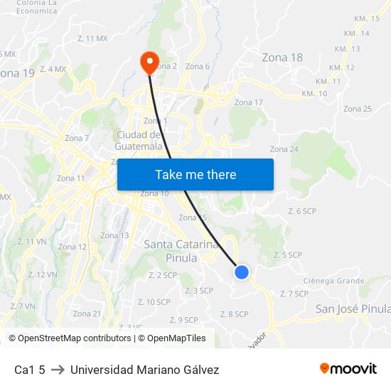 Ca1 5 to Universidad Mariano Gálvez map