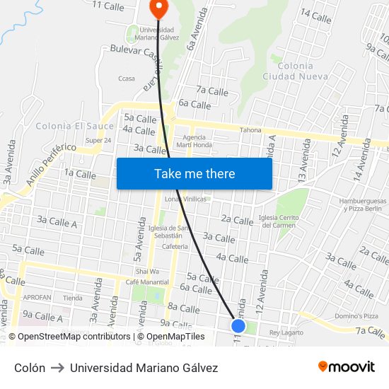 Colón to Universidad Mariano Gálvez map