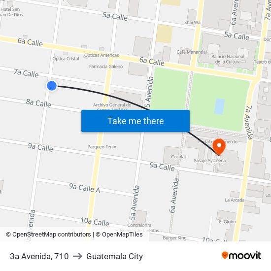 3a Avenida, 710 to Guatemala City map