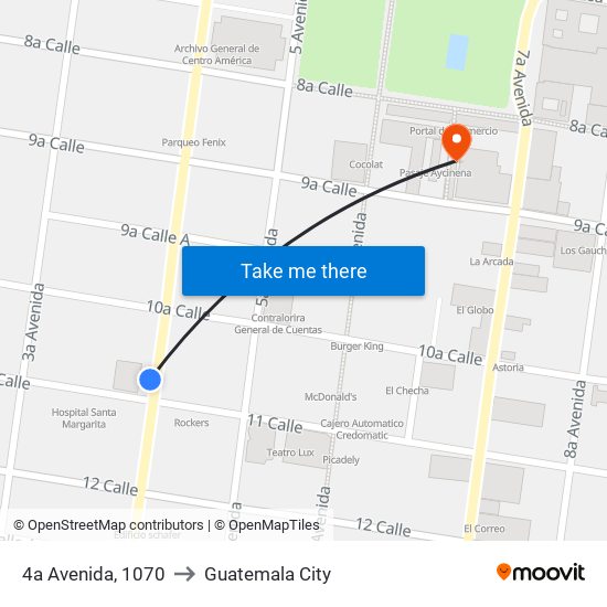 4a Avenida, 1070 to Guatemala City map